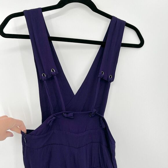 ANTHROPOLOGIE Maeve Purple Wide Leg Lightweight Boho Overalls Jumpsuit Size 0 - Picture 6 of 9